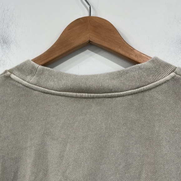 Something Navy Taupe Cotton Wash Terry 10” sleeve Sweatshirt Top size M - Picture 8 of 11
